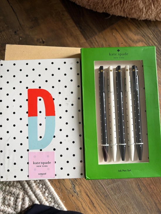 kate spade Other - kate spade Black & White Polka Dot Pen Set with Gold Accents